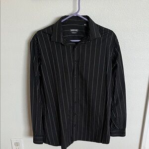 Kenneth Cole Reaction Black Striped Dress Shirt